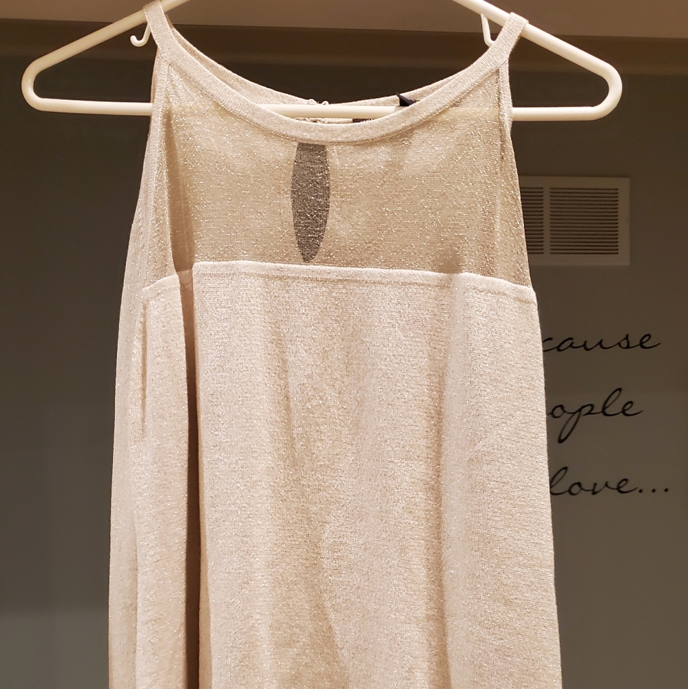 White House Black Market Sheer Yoke Shimmer Tank